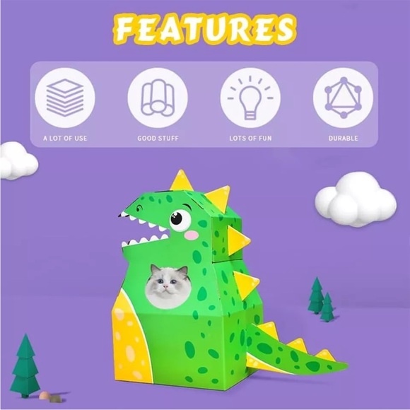 Cat Scratch Pad Cat House Cozy Cardboard ECO-friendly For Small Cats Dinosaur - Picture 4 of 7